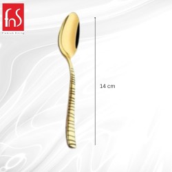 FnS Boston Gold Stainless Steel Tea Spoon (Set of 6) for Tea, Coffee and Spices