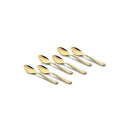 FnS Boston Gold Stainless Steel Tea Spoon (Set of 6) for Tea, Coffee and Spices