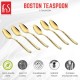 FnS Boston Gold Stainless Steel Tea Spoon (Set of 6) for Tea, Coffee and Spices