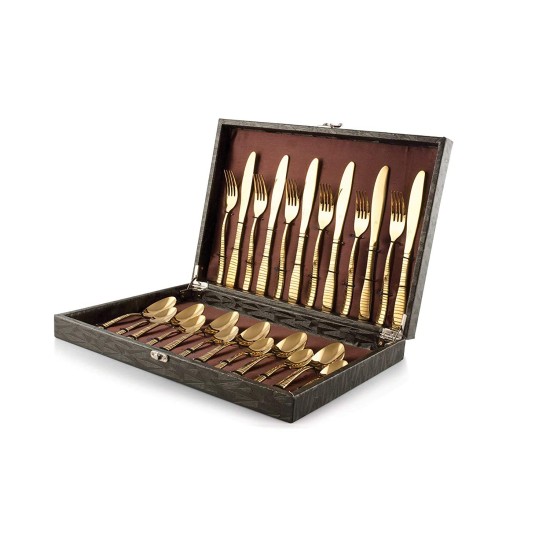 FnS Boston 24 Pcs Cutlery Set in Gift Box Packaging (6 Dinner Spoon, 6 Dinner Fork, 6 Teaspoon, 6 Dinner Knives)