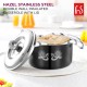 FNS "Hazel Stainless Steel Double Wall Insulated Casserole with Lid for Biryani Pulao Halwa Curries, Protection, Rivetless Heat Resistant Handle and Black Finish (1600 ml)