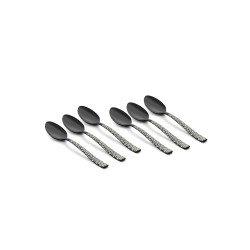 FnS Phoenix Stainless Steel Designer Black Dinner/Dessert Spoon | Ideal for Home, Restaurant and Kitchen |Elegant Design (6 PCs Dinner Spoon)