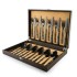 FnS Phoenix Black Finish PVD Coated 24 PCs Cutlery Set with Wooden Box Packaging - 6 Dinner Spoon, 6 Dinner Forks, 6 Teaspoons & 6 Dinner/Butter Knives