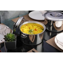 FNS Pinnacle Stainless Steel Double Wall Insulated Designer Casserole with Lid | BPA Free | Ideal for Curry Rice Chappati | Easy to Carry | Easy to Store (1600 ml)