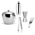 FnS Plain Mirror Finish Stainless Steel 5 Pc Bar Set (1 Ice Bucket, 1 Cocktail Shaker, 1 Peg Measure, 1 Tong & 1 Bottle Opener) Bartender Kit