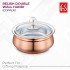 FnS Relish Stainless Steel Copper Finish Double Wall Handi with Glass Lid - 700ml (Large)