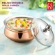 FnS Relish Stainless Steel Copper Finish Double Wall Handi with Glass Lid - 700ml (Large)