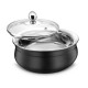 FnS Relish Stainless Steel Black Finish Double Wall Handi with Glass Lid - Medium, 500 ml