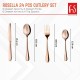 FnS Rosella Rose Gold Stainless Steel Cutlery Set with Leatherette Box Packaging, 24 Piece (6 Dinner Spoon, 6 Dinner Fork, 6 Dinner Knife/Butter knife, 6 Teaspoon)