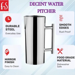 FnS Decent Everyday Stainless Steel Water Pitcher/Jug (1 Pitcher)