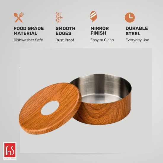 FnS Matto Wooden finish Steel Ashtray with Lid, Ash Trays For Home, Ashtray For Home, Car Ashtray, New Steel Ashtray with Lid