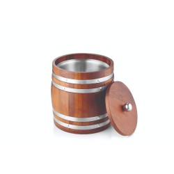 FnS Wooden Finish Food Safe Stainless Steel Ice Bucket for Home & Bar (1 Wooden Ice Bucket)