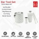 FnS Zurich White Finish 5 Pc Bar Set (Ice Bucket, Cocktail Shaker, Peg Measure, Ice Tong, Opener)(White)