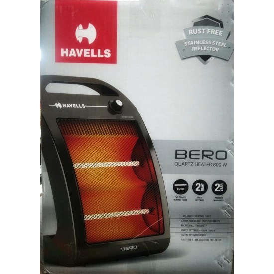 Havells Bero Quartz Heater Black 800 watt 2 Heat Settings 2 Year Product Warranty