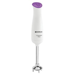 Havells Classique PLUS Low Noise 300 watt Hand Blender with Detachable Stainless Steel Stem, Double Bush,Copper Motor & 2 Years Warranty(Violet and white)