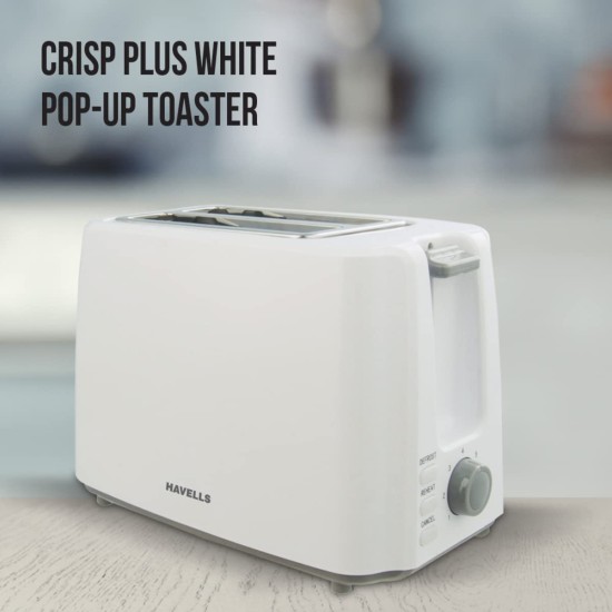 Havells Crisp Plus Pop-Up Toaster, White, 750 Watts