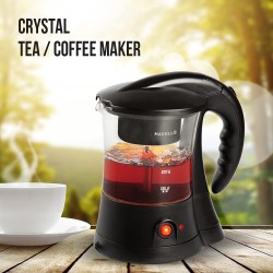 Havells Crystal Tea-Coffee Maker Glass with Filter Basket | Indicator Light | Transparent Glass Carafe 600 W