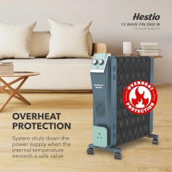 Havells Hestio 13 Wave Fin OFR 2900 Watt with 3 Heat Setting 1000W/1500W/2500W & PTC Heater 400W (Blue & Black)