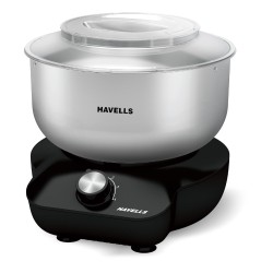 Havells Hygiene Grande Atta Kneader Dough Maker with 5L SS Bowl, Up to 1 KG Dough Maker, 4 Speed, Aluminium Dough Hook, Transparent Anti Splatter Lid with Lock, Hands Free Operation, 2 Yr Warranty