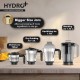 Havells Hydro Plus 1000 watt 4 Jar Mixer Grinder with Ball Bearing Motor, 22000 RPM, Wider mouth Stainless Steel Jar, Hands Free operation, SS-304 Grade Blade & 2 Yr Manufacturer Warranty