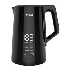 Havells I-Conic 1.5 Litre Digital Kettle with double wall and 304 stainless steel tank (Black)