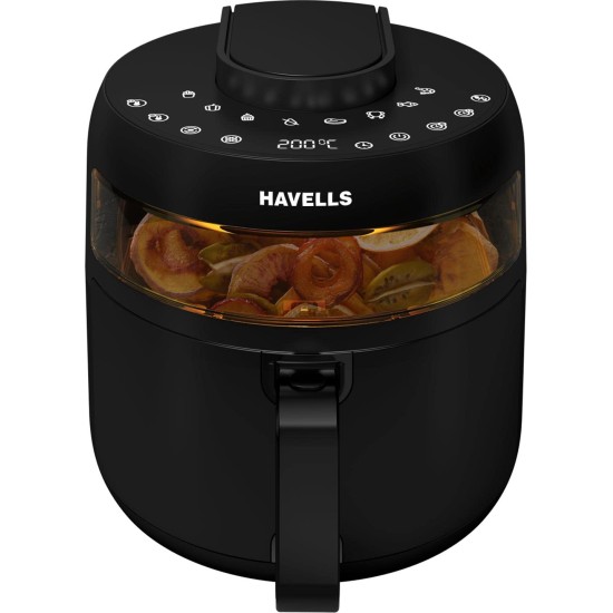 Havells Air Fryer Prolife Crystal | See-Through Window | 85% Less Oil | 5L Pan | 8 Presets Menu | Auto Restart | Touch Screen | Digital Display |Dehydrator Mode | 1500 Watt & 2 Year Warranty, 5 Liter