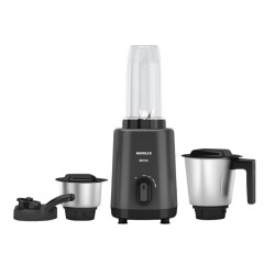 Havells Retro Nutri-Xl 500 Watts 3 Jar Mixer Grinder|21000Rpm| RoHS Complaint | 600Ml Nutri Jar with Sipper Lid | 1L Dry/Wet Grinding Jar |2Yr Product & 5Yr Motor Manufacturer Warranty (Black)