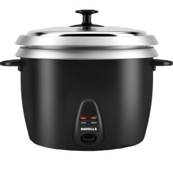 HAVELLS RISO Plus 1.8 L 2 Bowl Rice Cooker, 700 W, 1.8L,3 X Protection, 1 mm Thick 2 inner bowl, SS 304 stainless steel Lid(Black)