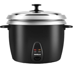 HAVELLS RISO Plus 1.8 L 1 Bowl Rice Cooker| 700 W | Indicator Light |3 X Protection | 1 mm Thick inner bowl | SS 304 stainless steel Lid | Cook and Warm function| Drum shape model(Black)