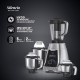 Havells Silencio Lowest Noise 4 Jar Mixer Grinder with HVDC Technology, Slow Speed Grinding, Double Layer Insulated Steel Jar, LED Display/Pre-Set Options & Hands free operation (Grey Black)500 Watts