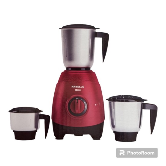 Havells Zello (3 Jar) Mixer Grinder (Red),750 Watt