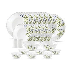 La Opala, Novo Collection, Opal Glass Dinner Set 23 pcs, Lush Greens, White