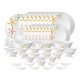 La Opala, Novo Collection, Opal Glass Dinner Set 46pcs, Autumn Flower, White