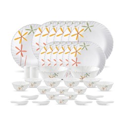 La Opala, Novo Collection, Opal Glass Dinner Set 35 pcs, Autumn Flower, White