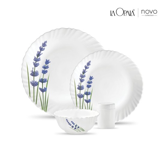 La Opala, Novo Collection, Opal Glass Dinner Set 20 pcs, English Lavender, White