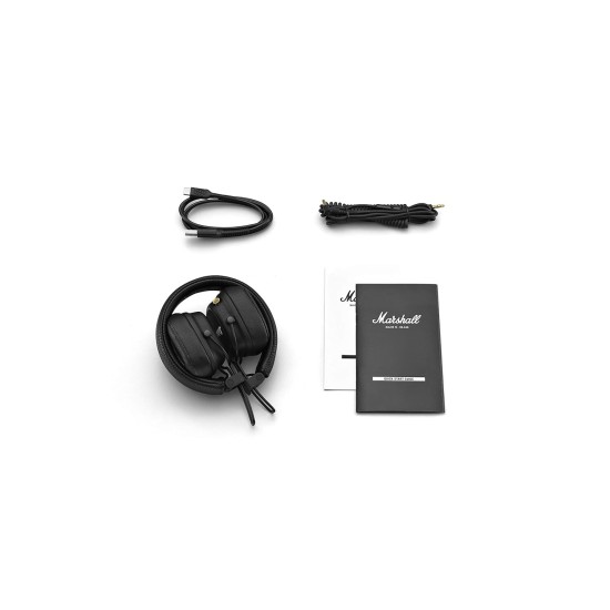 Marshall Major IV Wireless On-Ear Headphones with 80+ hours of Playtime, Multi-Dimensional Control Knob, Wireless Charging- Black