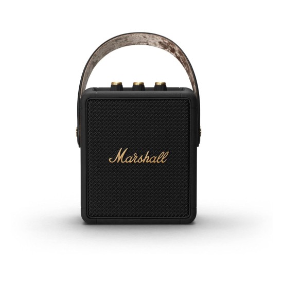 Marshall Stockwell II Portable Bluetooth Speaker with 20+ hours of portable playtime, (360° sound), Water-Resistant (IPX4) – Black & Brass.