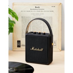 Marshall Stockwell II Portable Bluetooth Speaker with 20+ hours of portable playtime, (360° sound), Water-Resistant (IPX4) – Black & Brass.