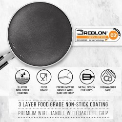 MILTON Pro cook Black Pearl Induction Non-Stick Flat Tawa, 32 cm, Grey| 1 Years Warranty