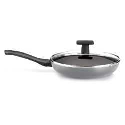 MILTON Pro cook Black Pearl Induction Fry Pan with Glass Lid, 22 cm / 1.4 Litre