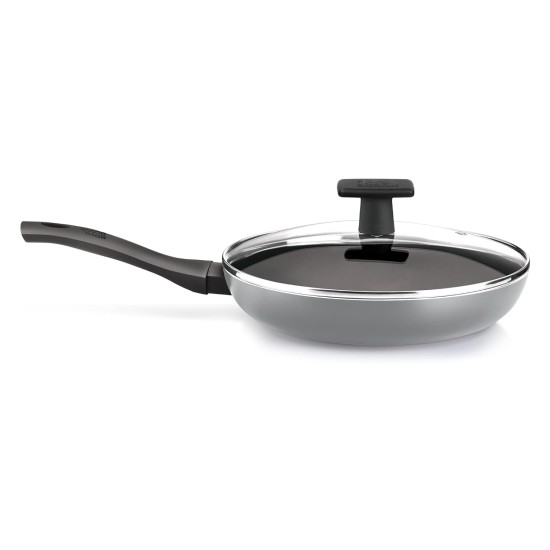 MILTON Pro cook Black Pearl Induction Fry Pan with Glass Lid, 26 cm /2.2 Litre