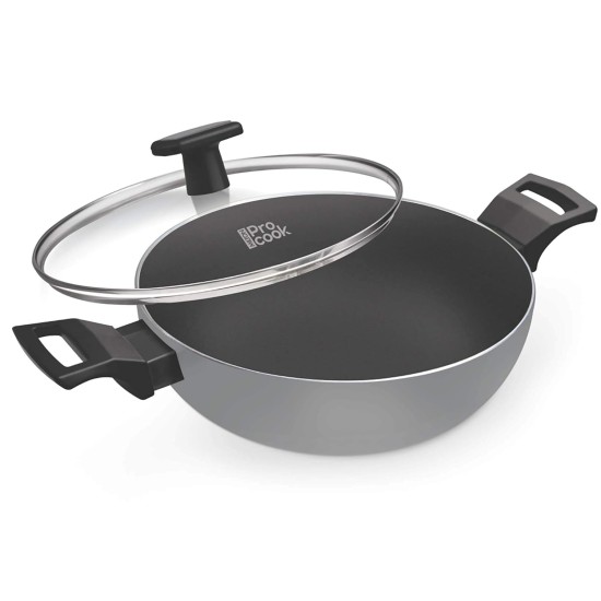 MILTON Pro cook Black Pearl Aluminium Induction Kadhai, 24 cm /2.8 L, Grey | 1 Years Warranty