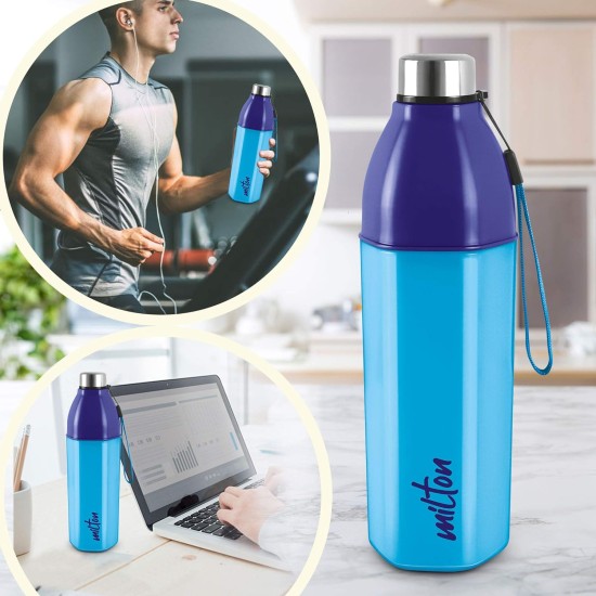 MILTON Kool Hexone 900 Insulated Water Bottle, 720 Ml, Blue | Leak Proof | Easy Grip | Bpa Free | Easy To Carry | Odourless - Plastic