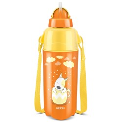 Milton Kool Trendy 500 Plastic Insulated Water Bottle with Straw for Kids, 490 ml, Orange | School Bottle | Picnic Bottle | Sipper Bottle | Leak Proof | BPA Free | Food Grade | Easy to Carry