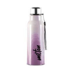 Milton Steel Marble 600 Leak Proof, Hot and Cold, Wide Mouth & Easy to Open Insulated Inner Steel Outer Plastic Water Bottle, 520 ml, Voilet, School | Office | Travel Bottle 