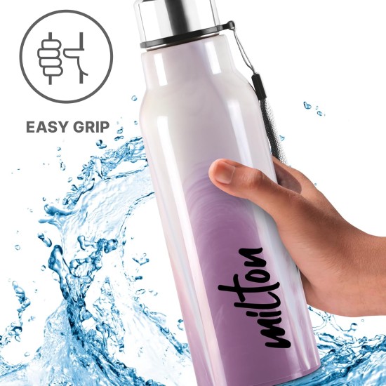 Milton Steel Marble 600 Leak Proof, Hot and Cold, Wide Mouth & Easy to Open Insulated Inner Steel Outer Plastic Water Bottle, 520 ml, Voilet, School | Office | Travel Bottle 