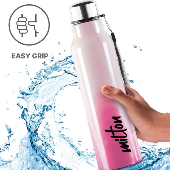 Milton Steel Marble 900 Leak Proof, Hot and Cold, Wide Mouth & Easy to Open Insulated Inner Steel Outer Plastic Water Bottle, 630 ml, Pink, School | Office | Travel Bottle