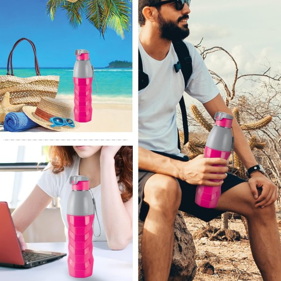  Milton Steel Racer 900 Inner Stainless Steel Insulated Water Bottle, 630 ml, Cherry Pink | PU Insulated | Hot or Cold for Hours | Leak Proof | Easy Grip | Office | Gym | Hiking | Treking | Travel