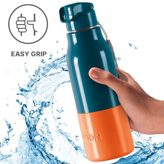  Milton Steel Sprint 600 Insulated Inner Stainless Steel Water Bottle, 510 ml, Blue | Hot or Cold | Easy Grip | Leak Proof | School | Office | Gym | Hiking | Treking | Travel Bottle