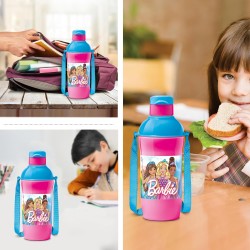 Milton Steel Barbie 600 Insulated Inner Stainless Steel Kids Water Bottle, 390 ml, Cherry Pink & Blue | PU Insulated | Hot & Cold | Easy to Carry | Leak Proof